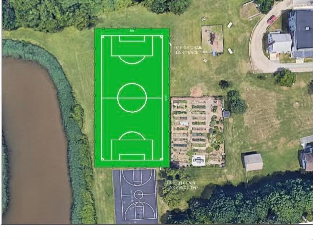 A proposed rendering of the soccer field at 380 Bay Avenue.